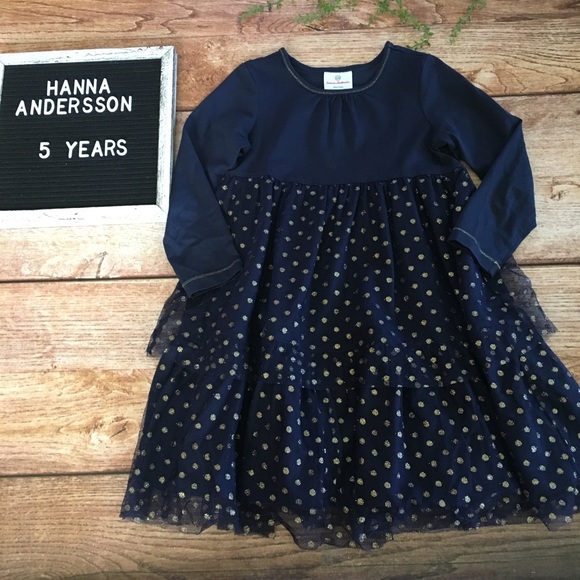 Hanna Andersson Other - Hanna Andersson Navy And Gold Dress 5 years